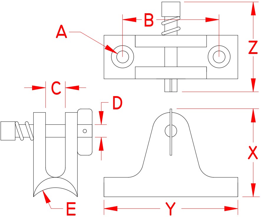 Stainless Steel Deck Hinges - 90 Degree and Concave, Railing and Bimini, S3682-3001